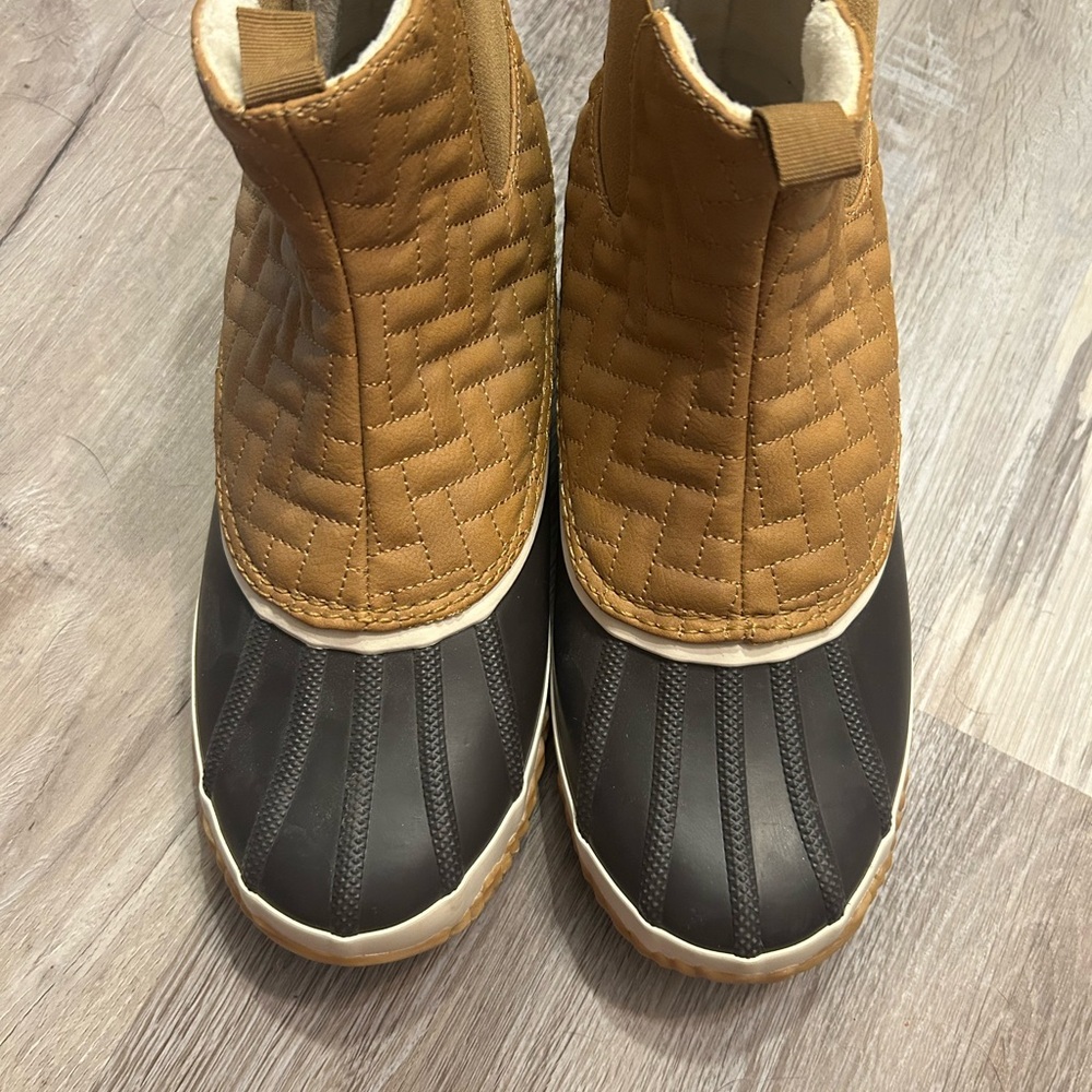 Brown and Black Quilted Ankle Boots